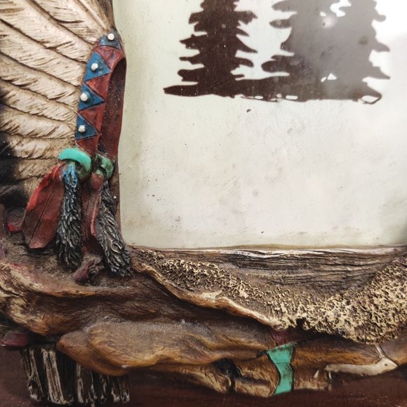 Rustic Native American Motif Resin Picture Frame Chief Cow Head Hide 7x9" Decor - Picture 12 of 15